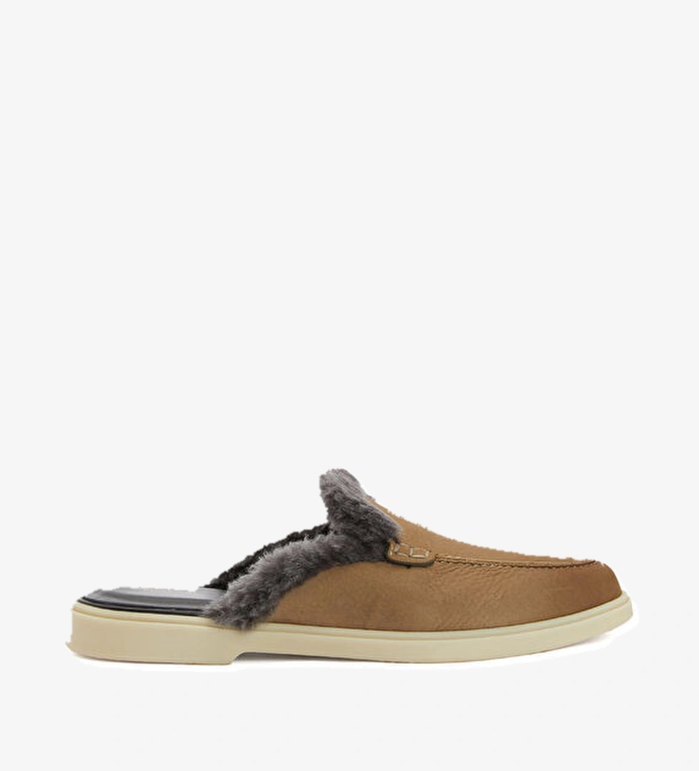 Bej Kadın Deri Terlik - Görsel 1