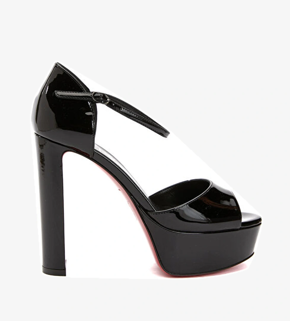 Sandaloo Siyah Kadın Rugan Deri Sandalet - Görsel 1