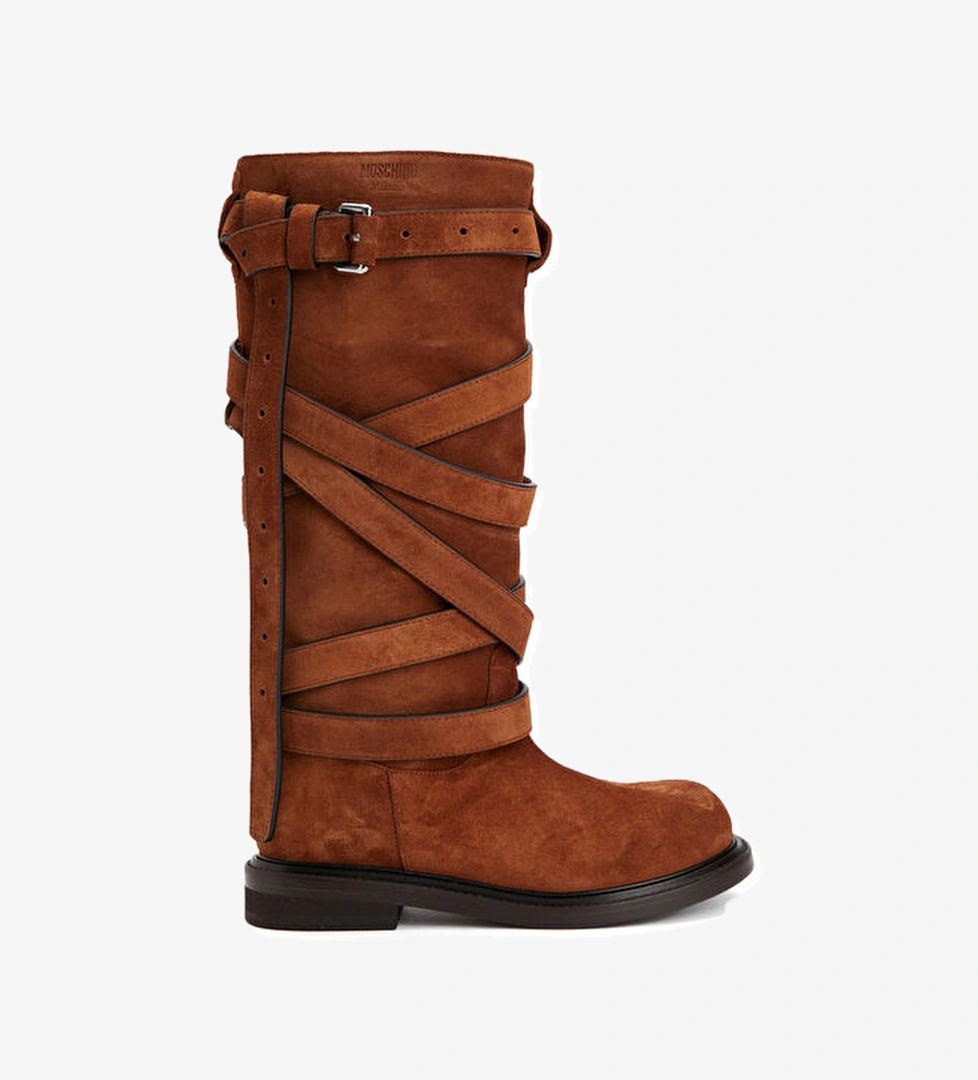 Moschino Tie Me Taba Kadın Süet Çizme model görseli