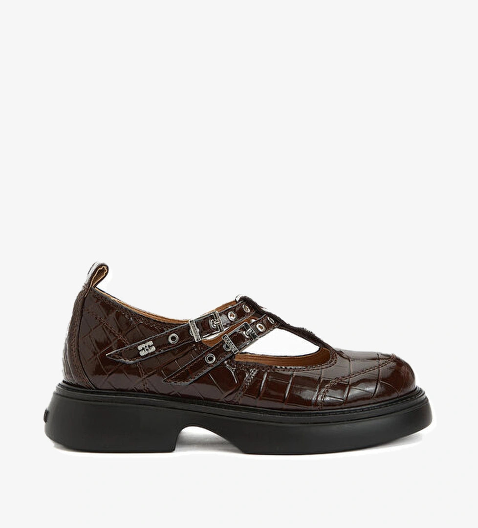 Ganni Kahverengi Kadın Deri Loafer model görseli