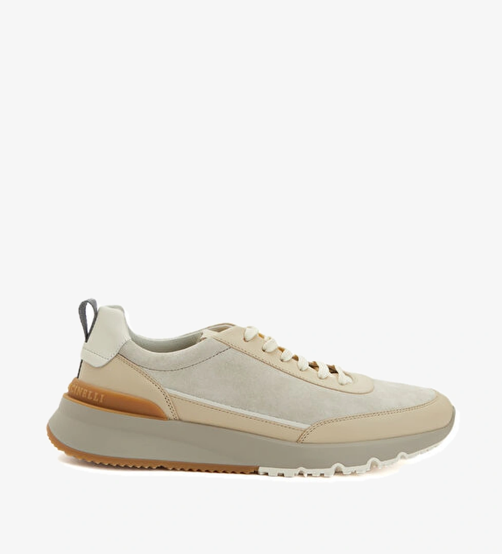 Ekru Erkek Deri Sneaker - Görsel 1