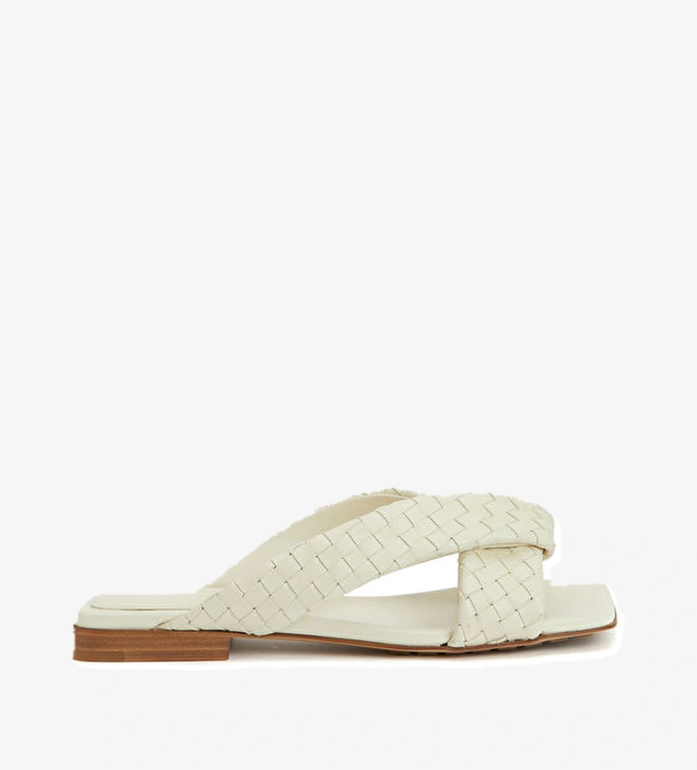 Riva Beyaz Kadın Deri Terlik - Görsel 1