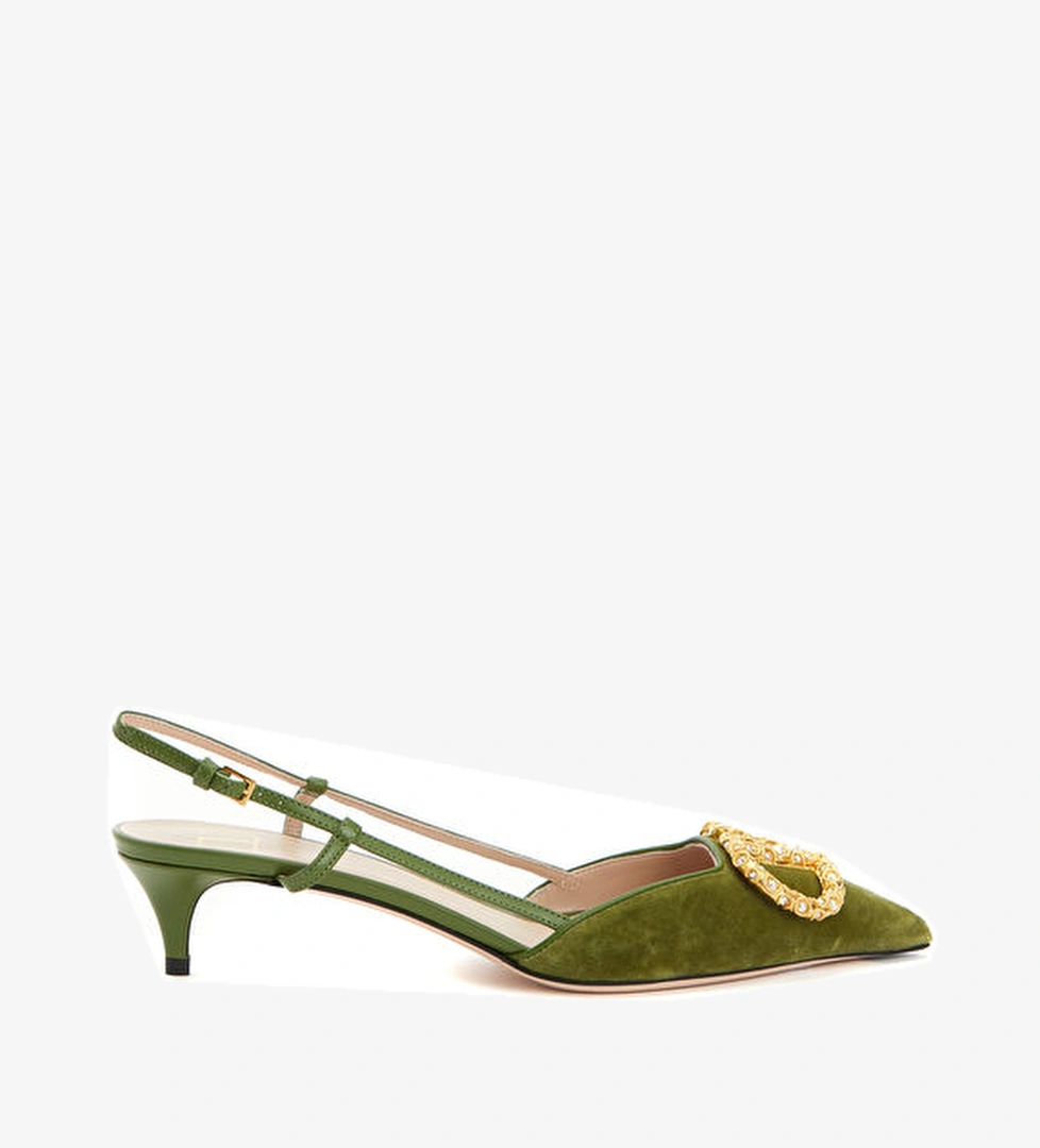 Valentino Garavani VLogo Yeşil Topuklu Ayakkabı model görseli