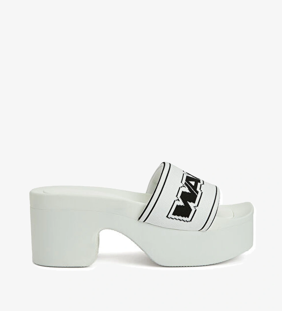 Webbing Beyaz Logo Detaylı Kadın Terlik - Görsel 1