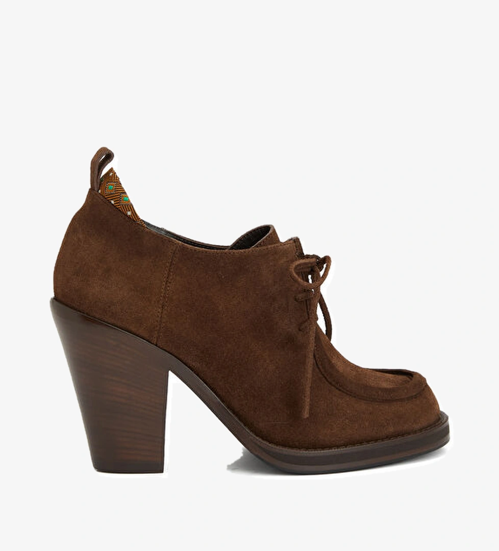 Etro Texan Kahverengi Süet Topuklu Ayakkabı model görseli