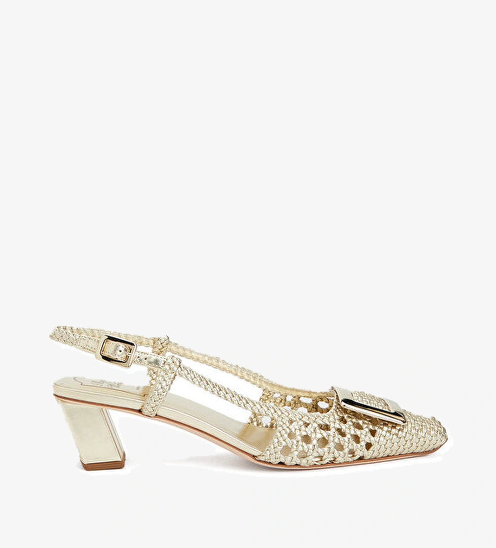 Roger Vivier Braided Gold Deri Topuklu Ayakkabı model görseli
