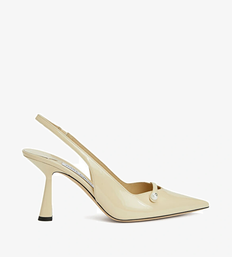 Jimmy Choo Amita Kırık Beyaz Deri Topuklu Ayakkabı model görseli