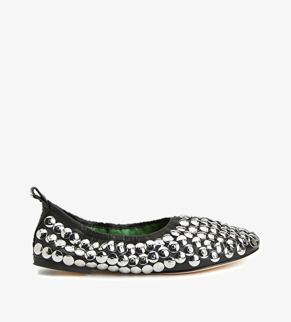 Tory Burch Siyah Troklu Deri Babet model görseli