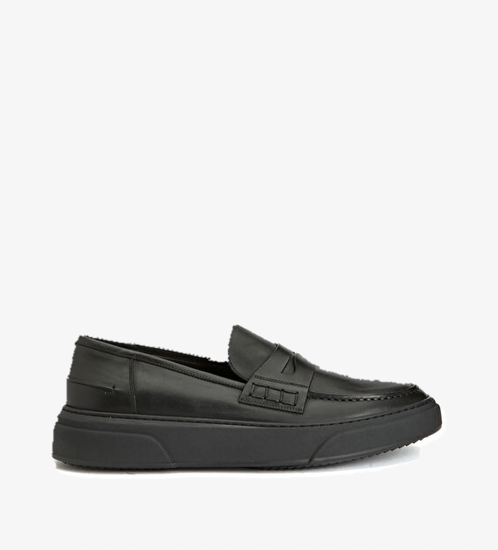 Siyah Erkek Deri Loafer - Görsel 1