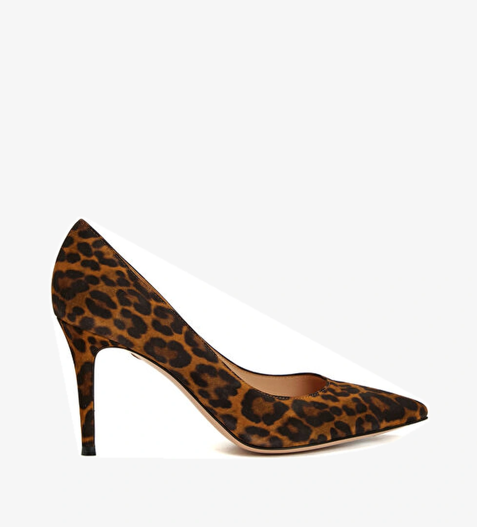 Leopar Süet Stiletto - Görsel 1