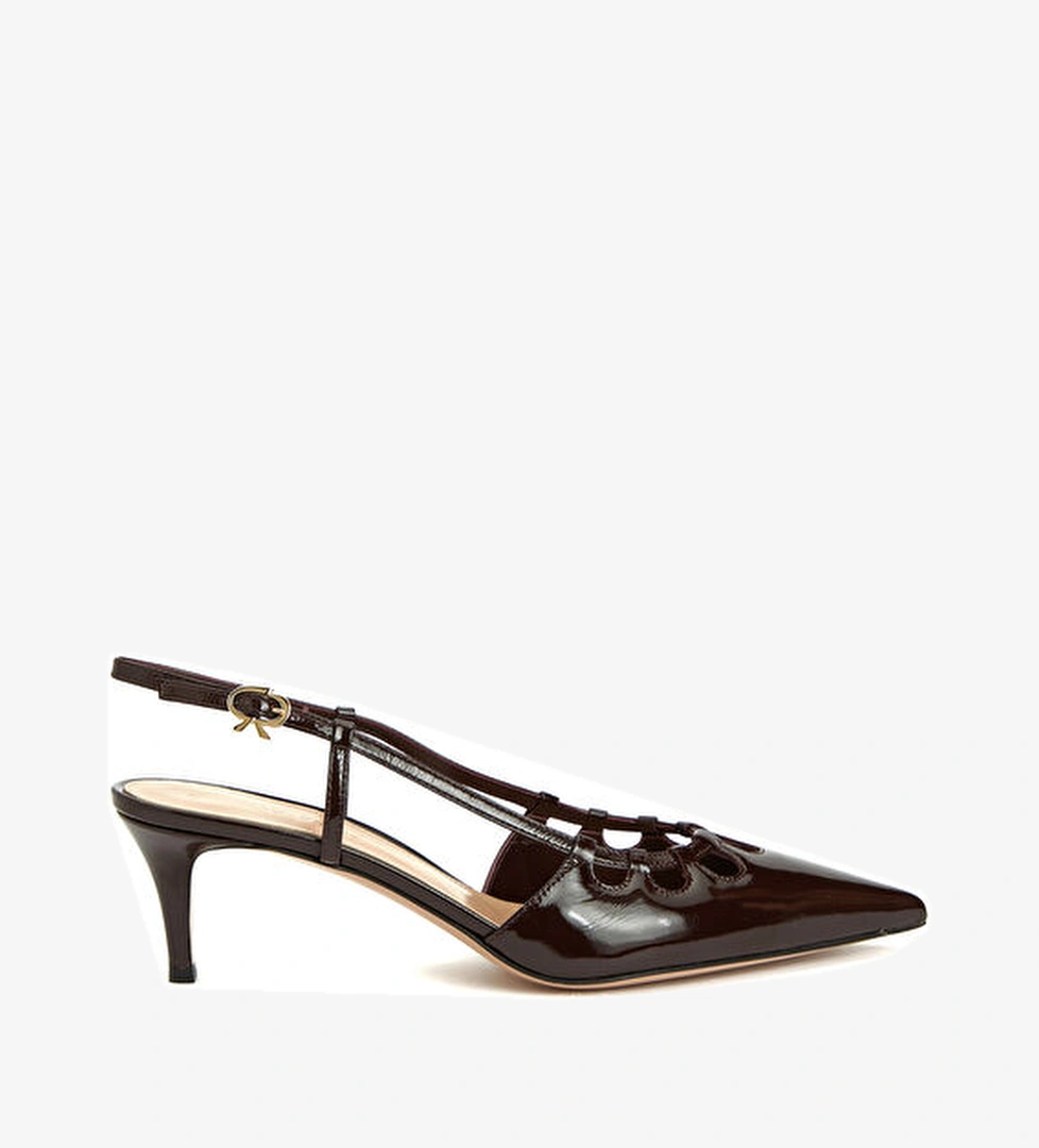 Gianvito Rossi Bordo Deri Topuklu Ayakkabı model görseli