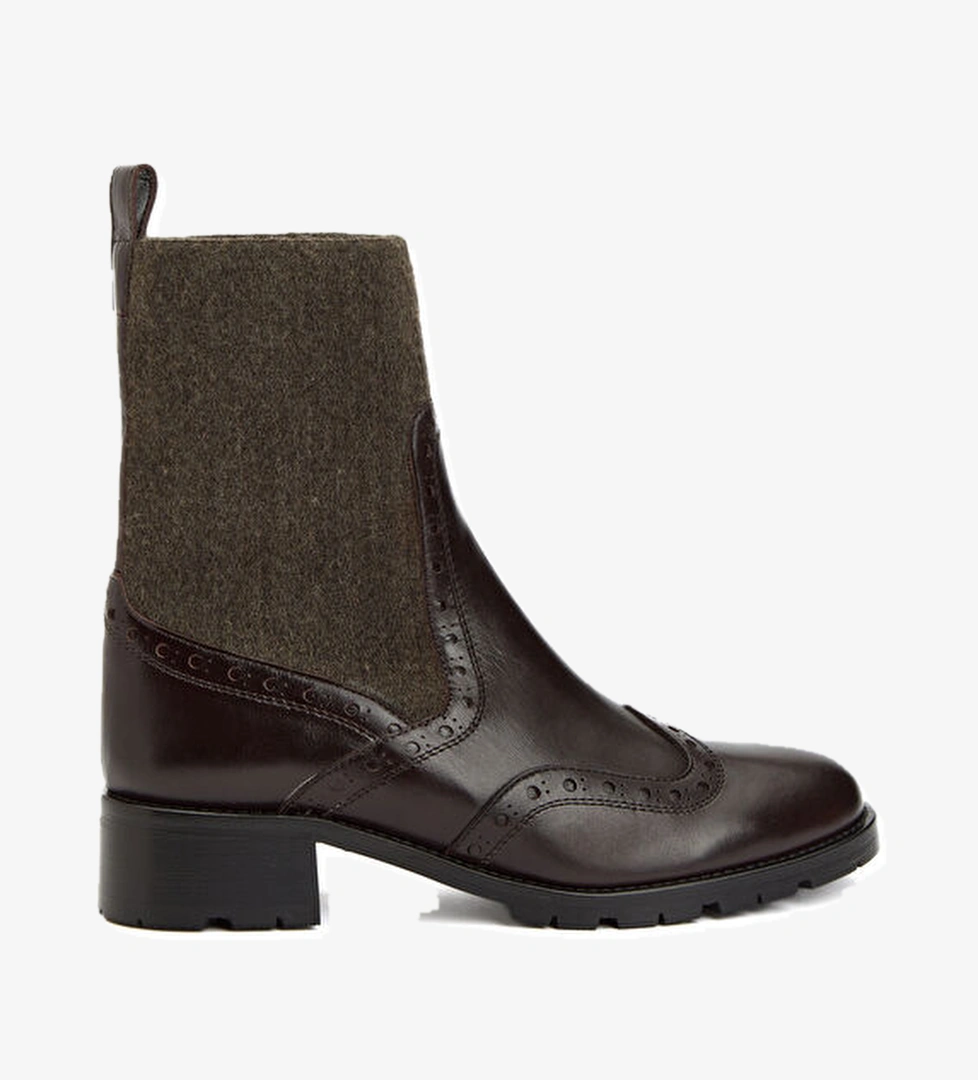 George Hogg Kahverengi Triko Detaylı Kadın Deri Bot model görseli