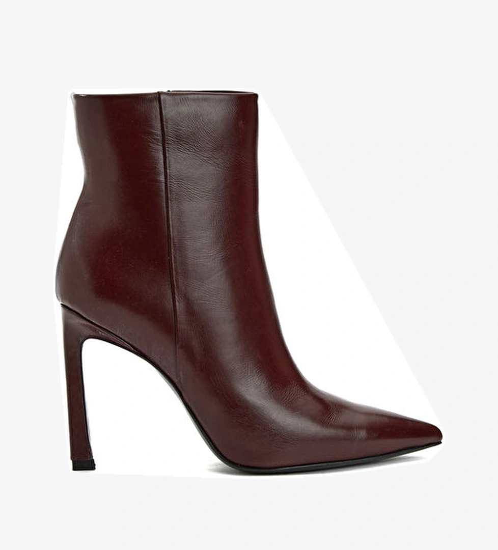 Bordo Kadın Deri Bot - Görsel 1
