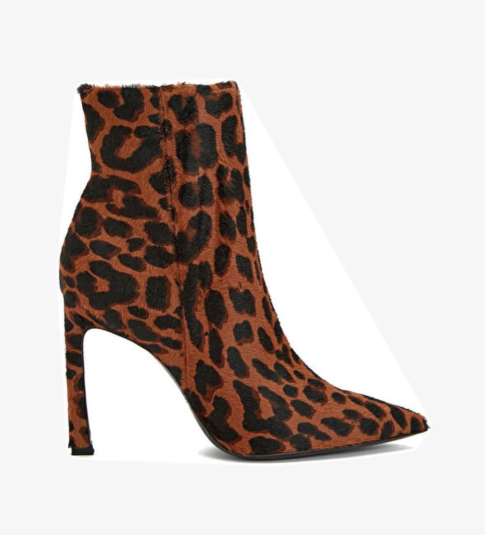Leopar Desenli Kadın Deri Bot - Görsel 1