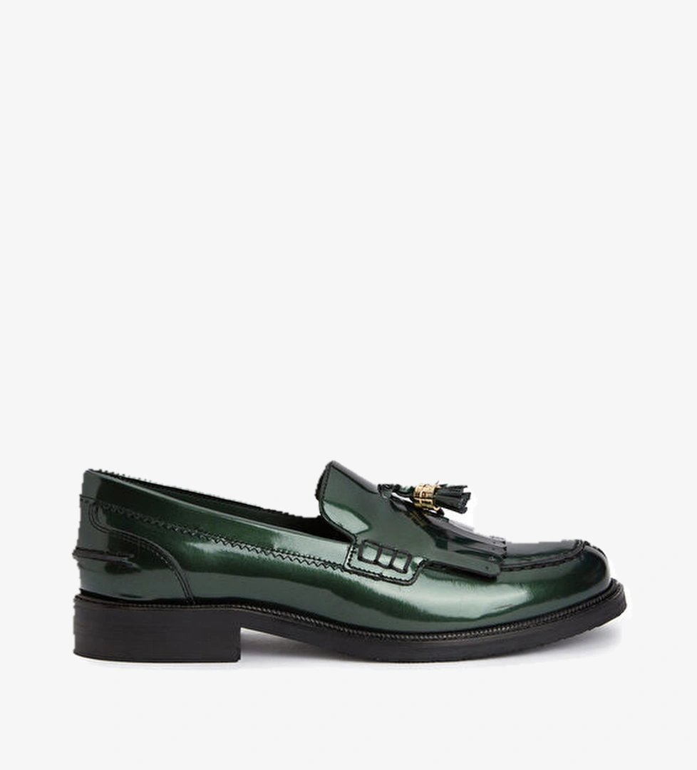George Hogg Yeşil Püskül Detaylı Kadın Rugan Loafer model görseli