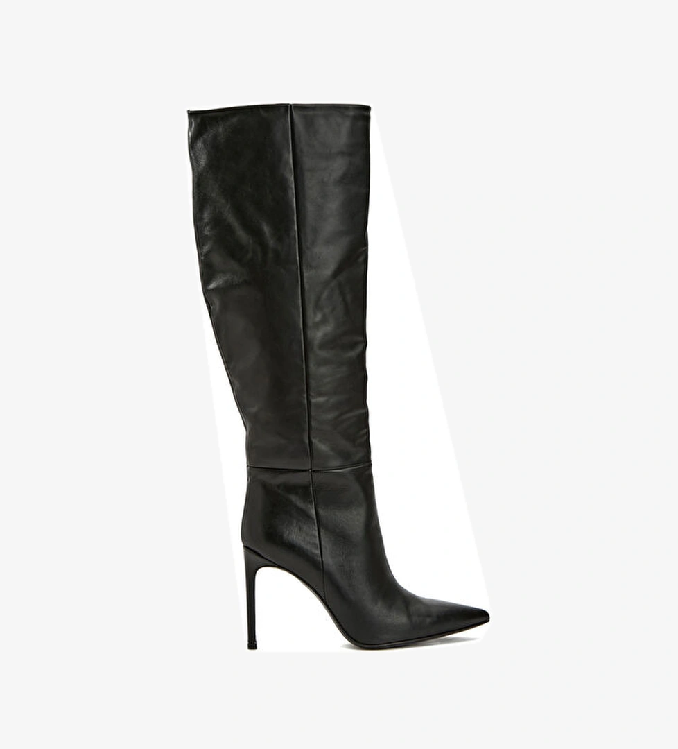 Network Siyah Kroko Desenli Kadın Deri Çizme model görseli