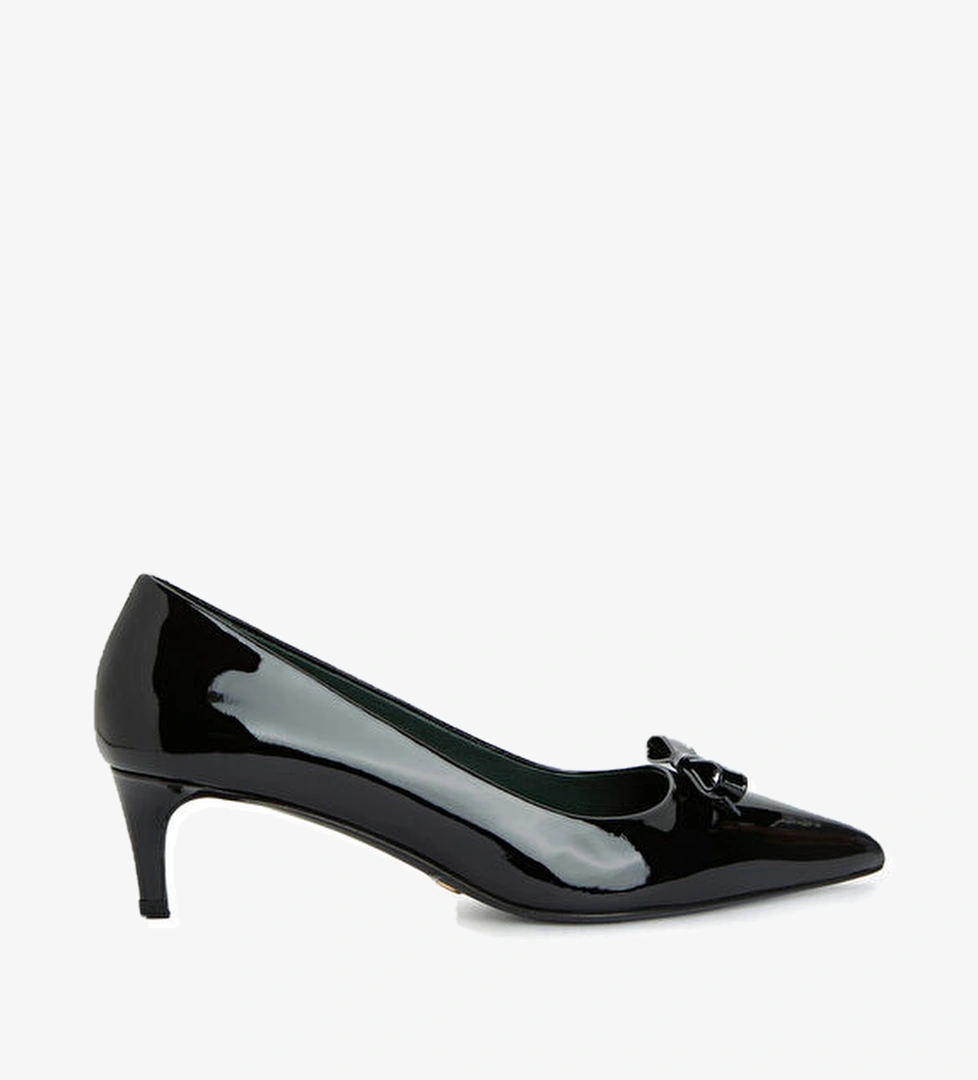 George Hogg Siyah Rugan Deri Topuklu Ayakkabı model görseli