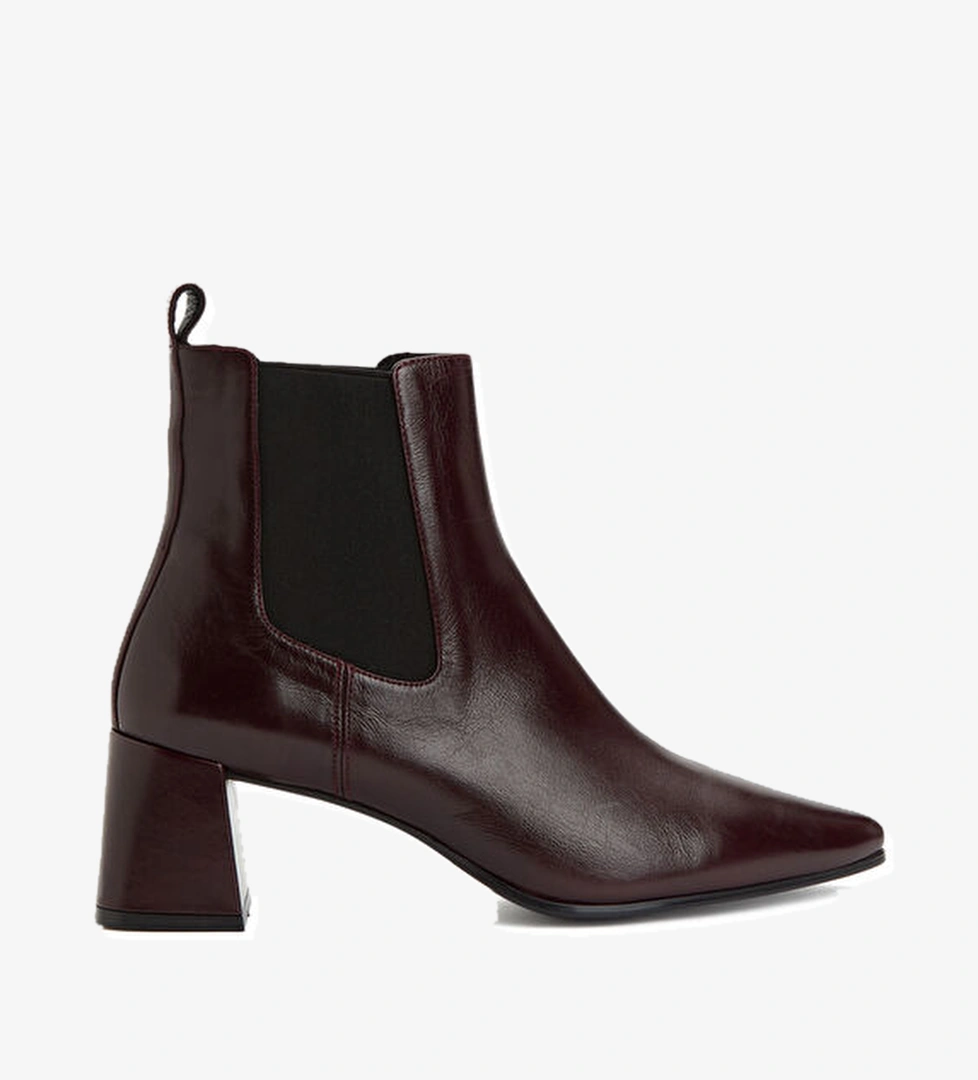 Divarese Bordo Kroko Desenli Kadın Deri Bot model görseli