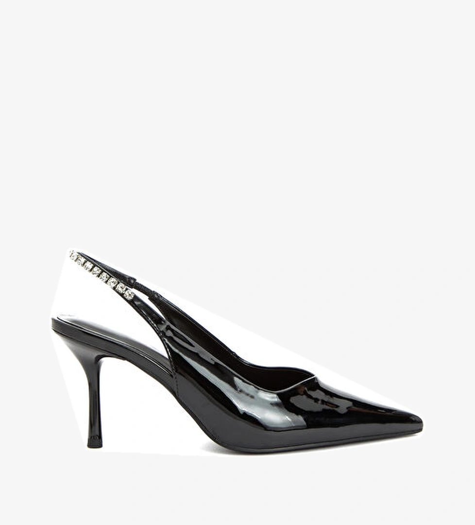 Divarese Siyah Taşlı Topuklu Ayakkabı model görseli