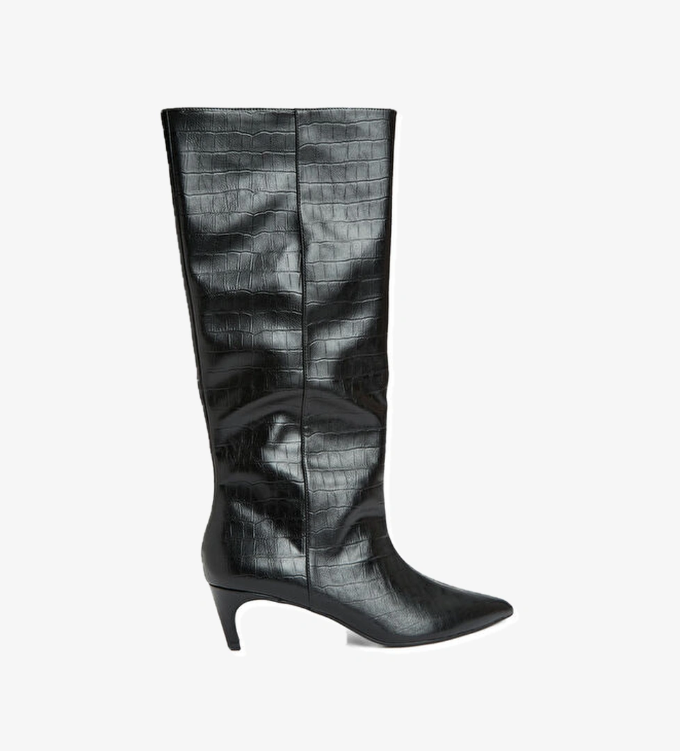 Divarese Siyah Kroko Desenli Çizme model görseli