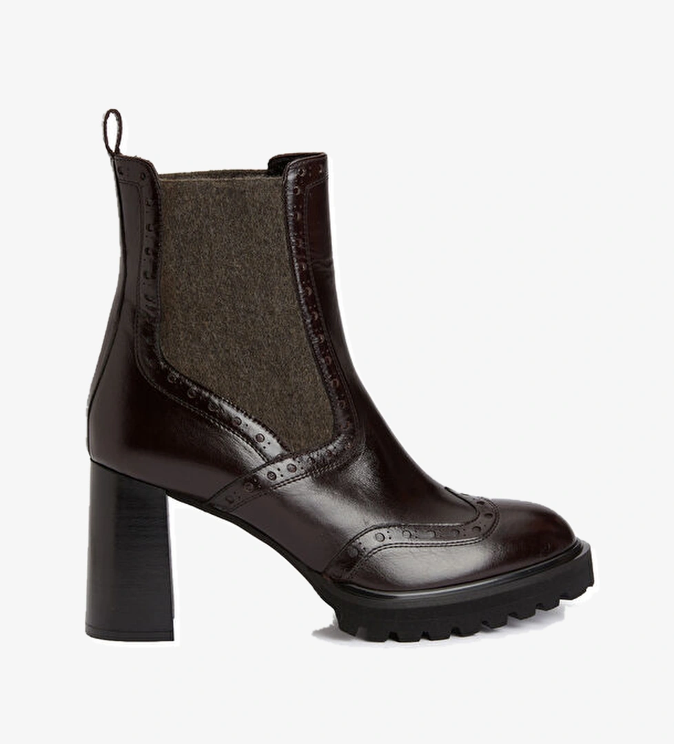 Kahverengi Kadın Lastikli Deri Bot - Görsel 1