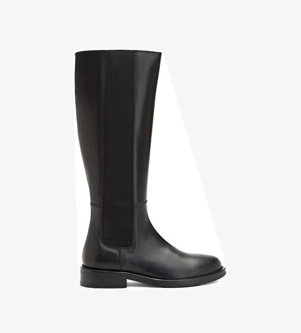 Siyah Fermuarlı Kadın Deri Çizme - Görsel 1