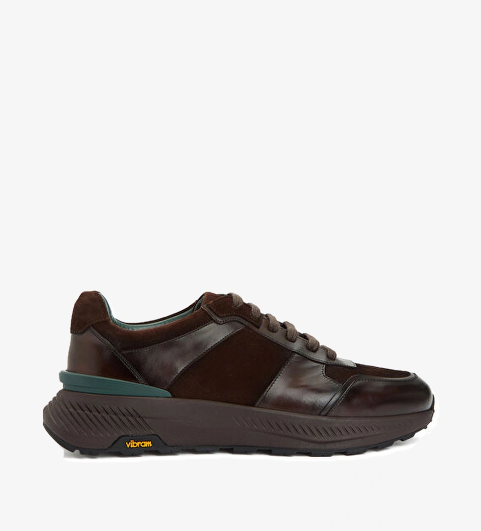 George Hogg Kahverengi Vibram Taban Detaylı Erkek Deri Sneaker model görseli