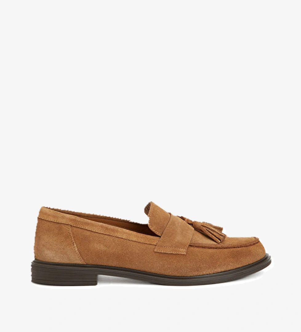 Divarese Tütün Püskül Detaylı Kadın Deri Loafer model görseli