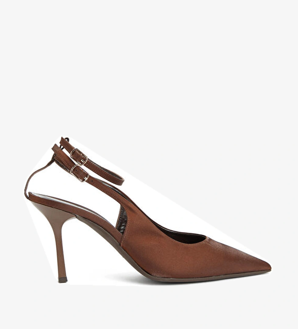 Divarese Kahverengi Desenli Deri Topuklu Ayakkabı model görseli