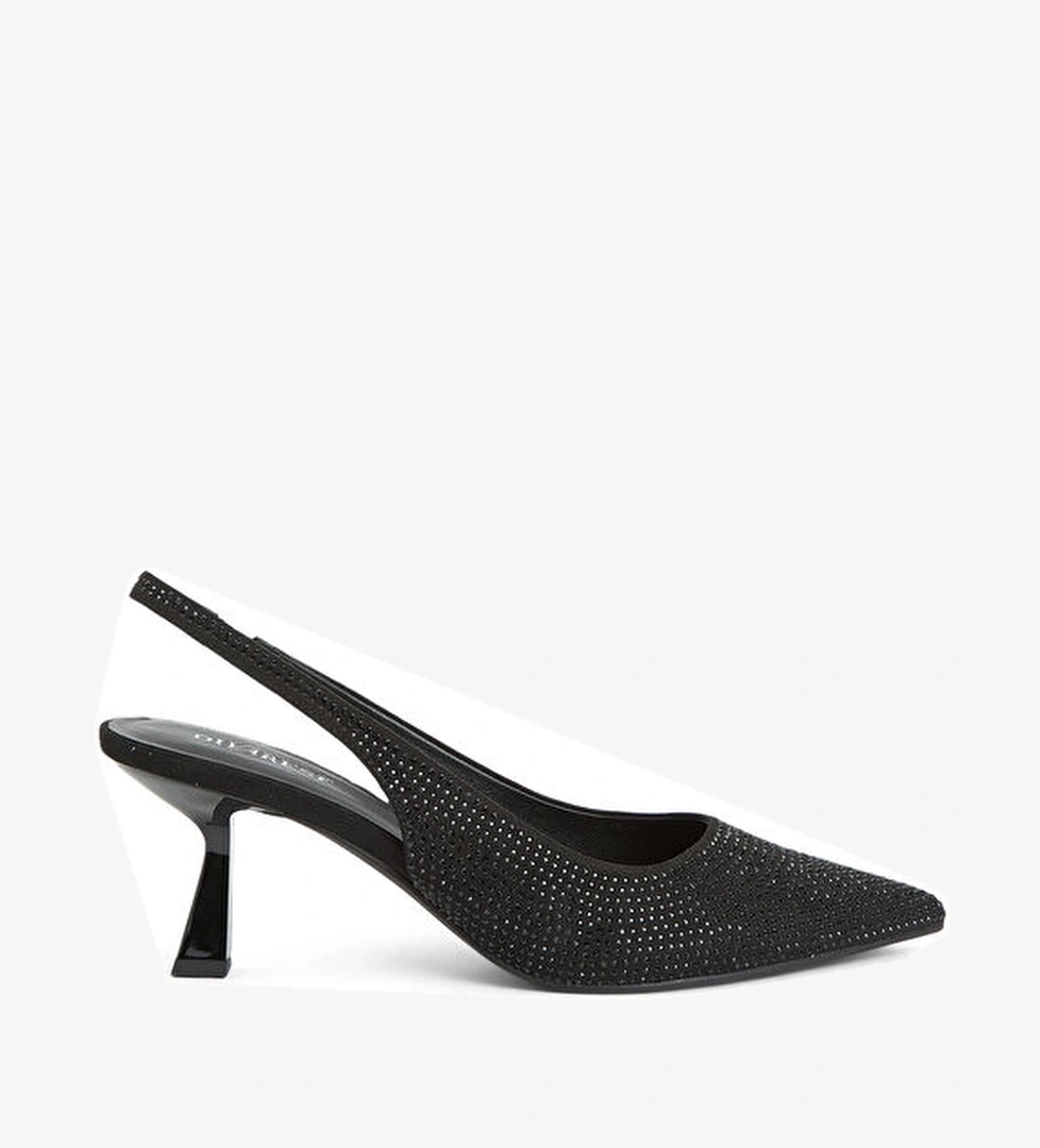 Divarese Siyah Taşlı Topuklu Ayakkabı model görseli