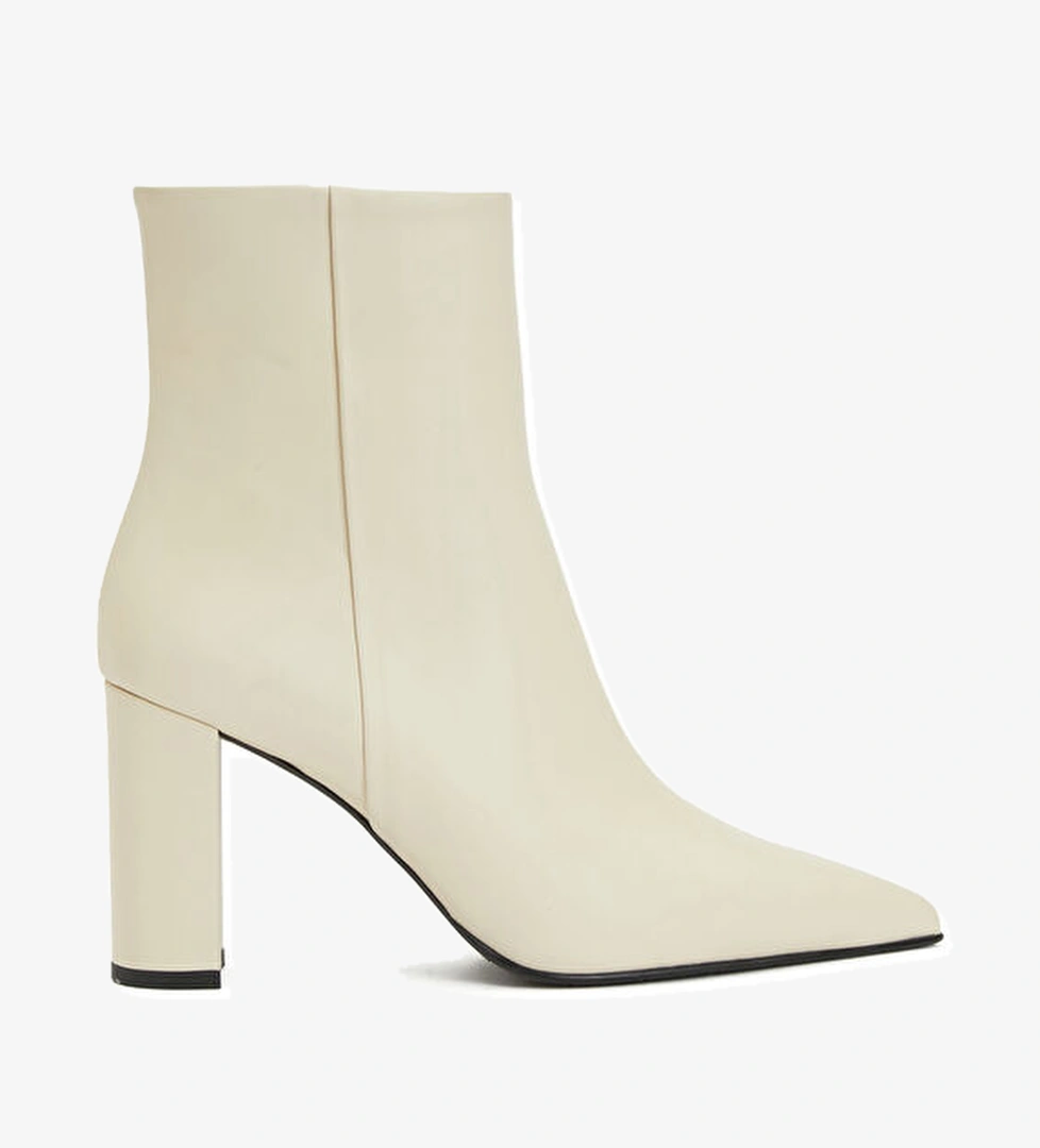 Kırık Beyaz Kadın Deri Bot - Görsel 1