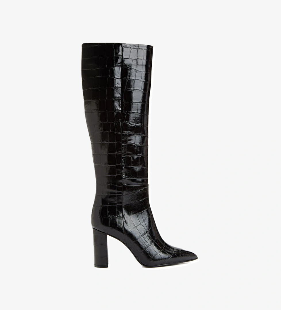 George Hogg Siyah Kroko Desenli Kadın Deri Çizme model görseli