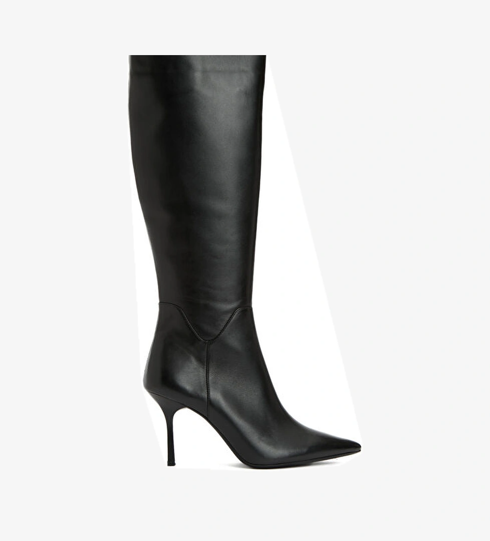 Divarese Siyah Kadın Deri Çizme model görseli