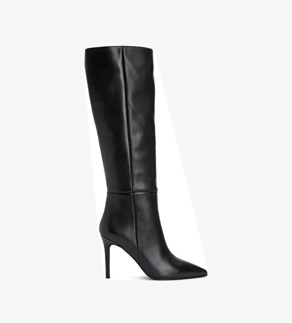 Divarese Siyah Kadın Deri Çizme model görseli