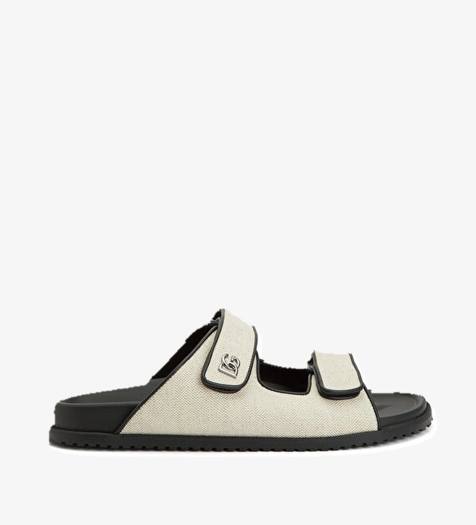 Dolce&gabbana Siyah Beyaz Erkek Deri Terlik model görseli