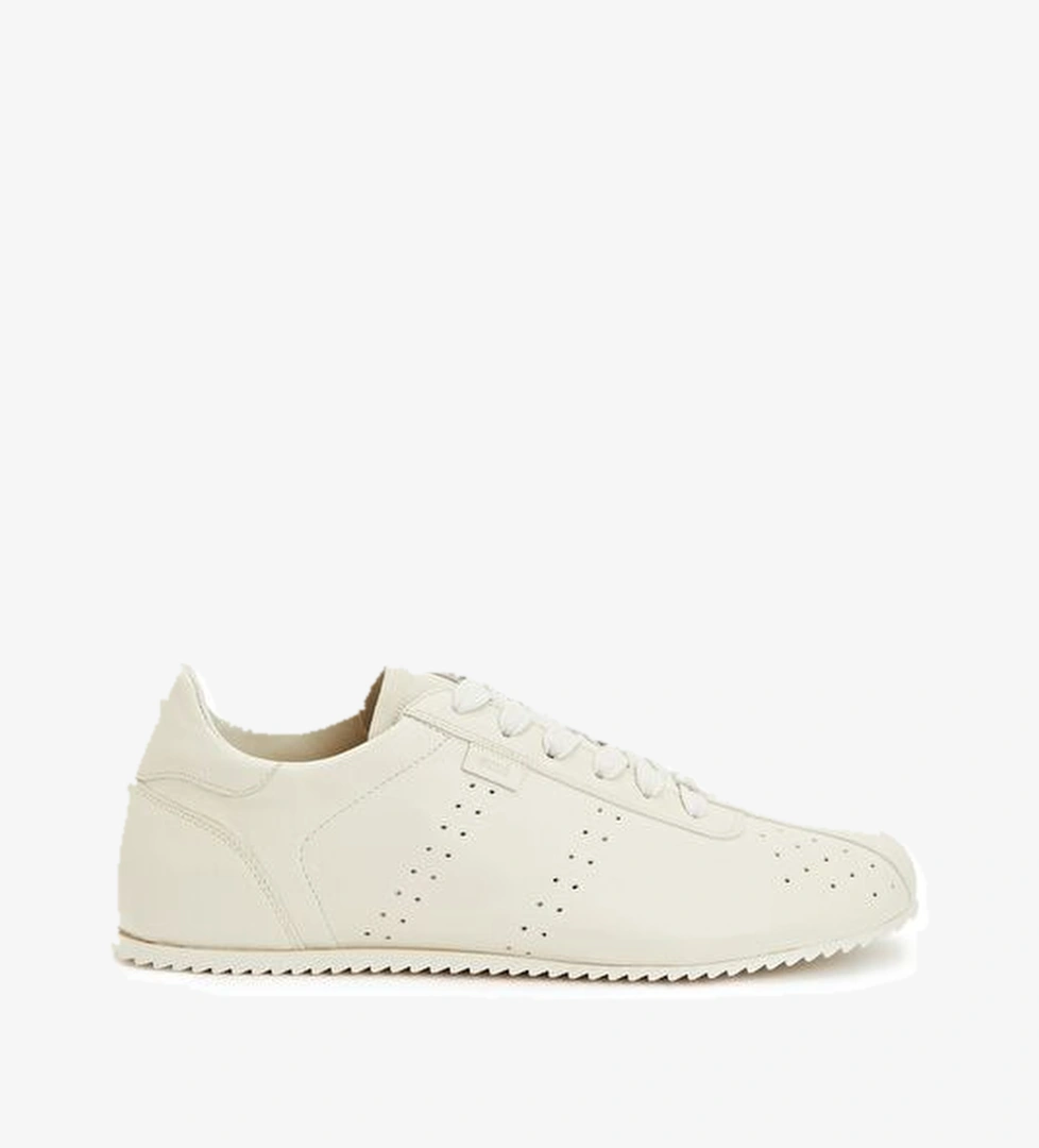 Kırık Beyaz Erkek Deri Sneaker - Görsel 1