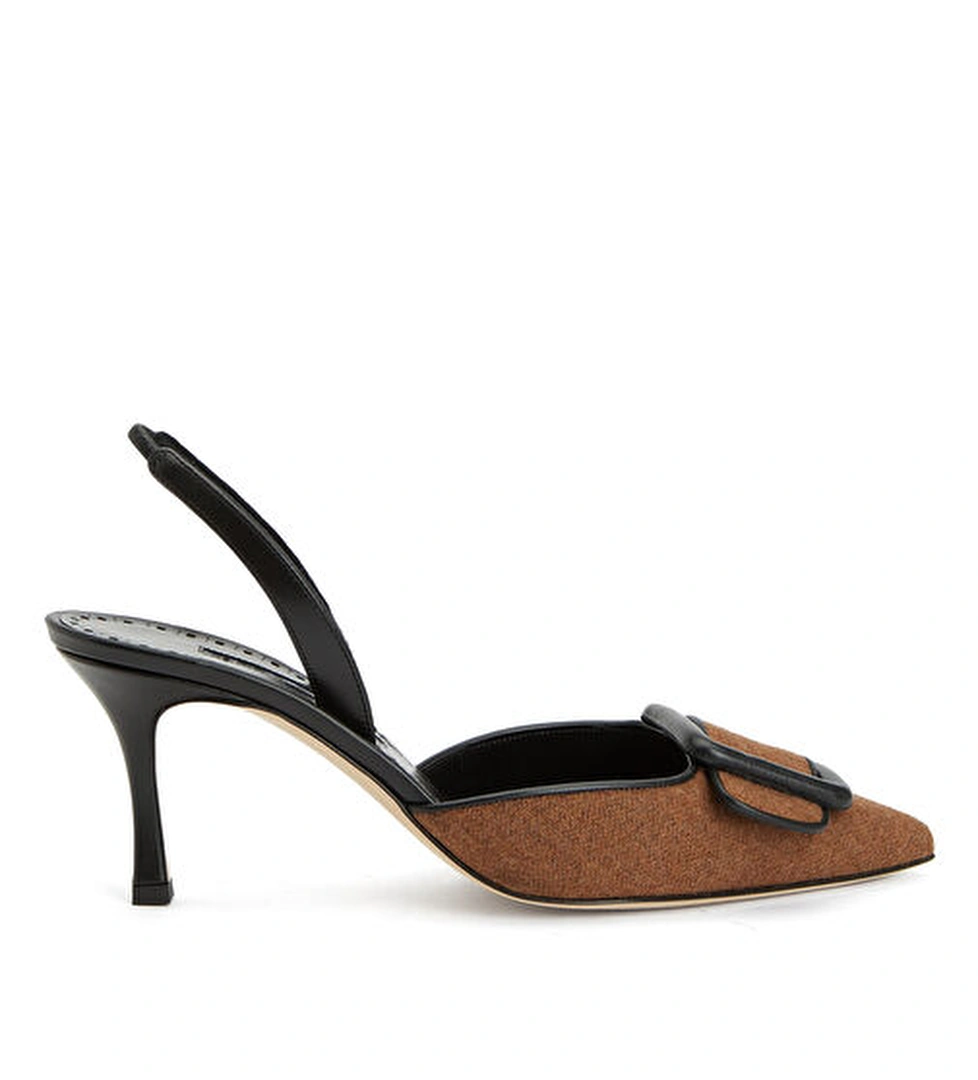 Manolo Blahnik Siyah Kahve Deri Topuklu Ayakkabı model görseli