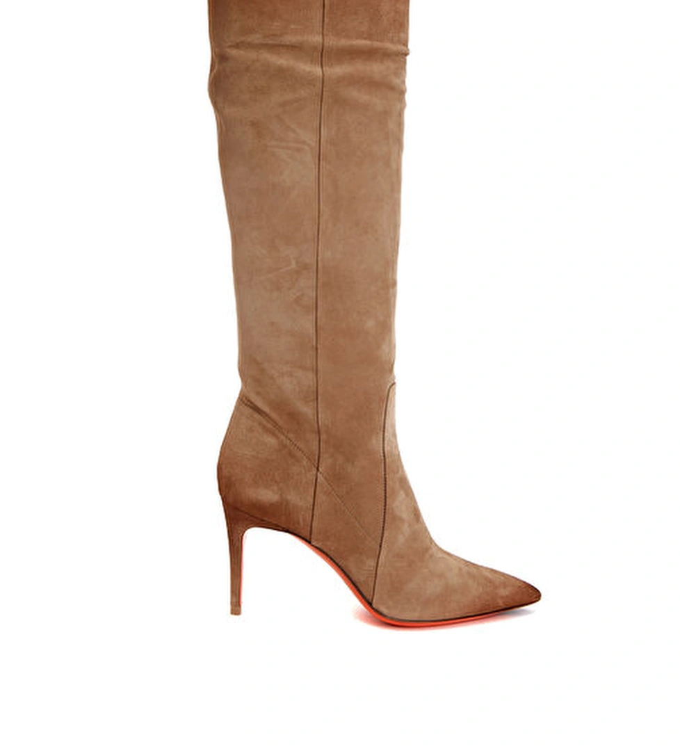 Santoni Viola Bej Kadın Süet Çizme model görseli