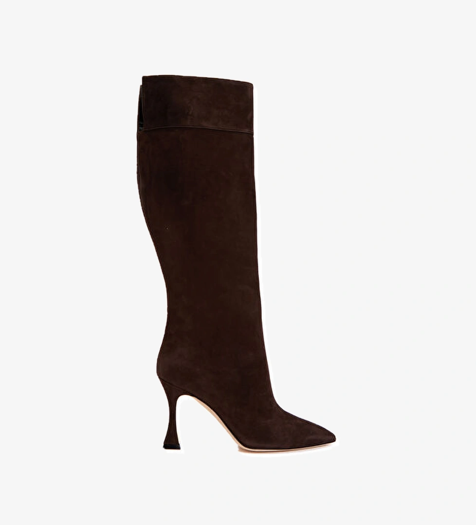 Manolo Blahnik Miralonepla Koyu Kahverengi Kadın Süet Çizme model görseli