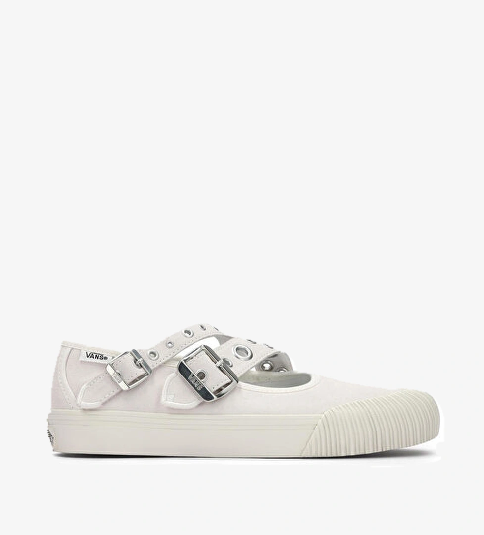 Mary Jane Straps Beyaz Deri Babet - Görsel 1