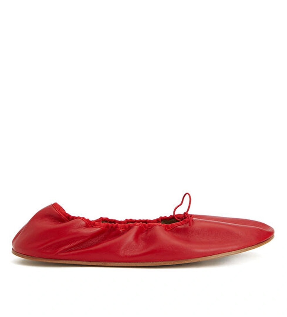 Round Kırmızı Deri Babet - Görsel 1