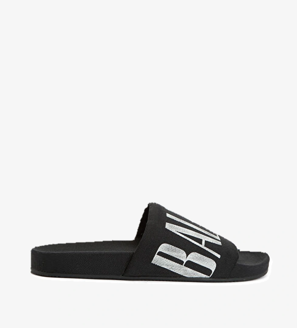 Balenciaga Siyah Beyaz Logo Baskılı Erkek Terlik model görseli