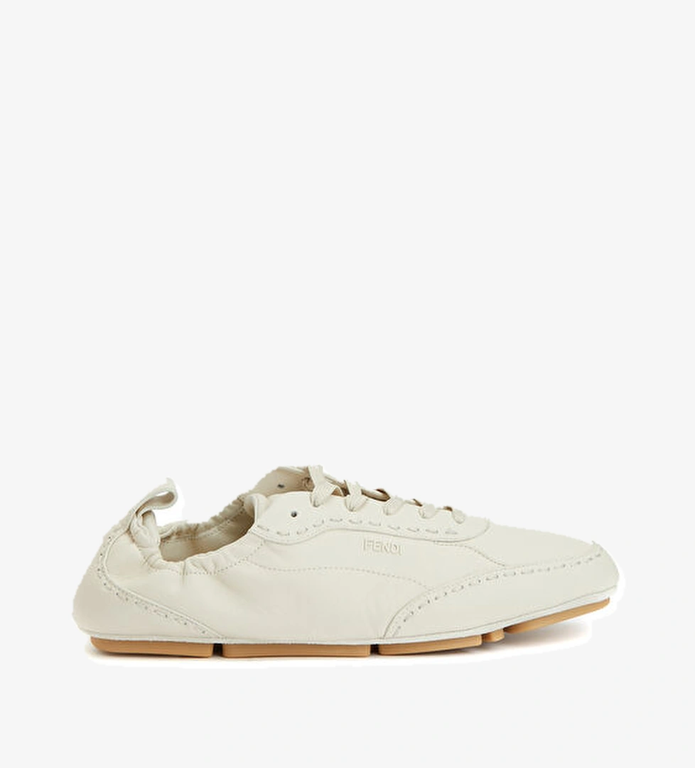 Kırık Beyaz Erkek Deri Sneaker - Görsel 1