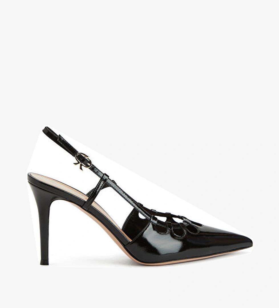 Gianvito Rossi Siyah Deri Topuklu Ayakkabı model görseli