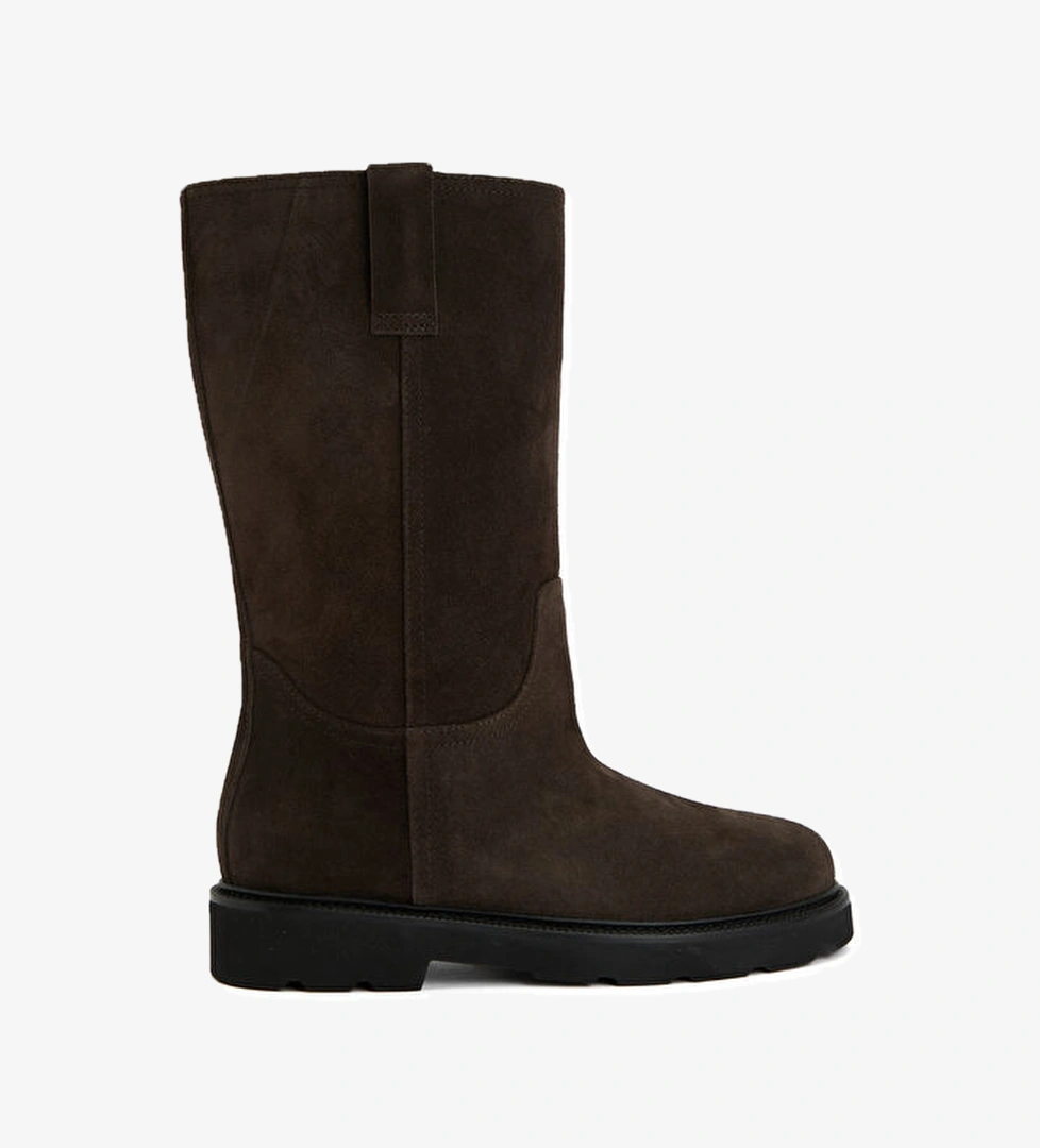Koyu Kahverengi Kadın Süet Çizme - Görsel 1
