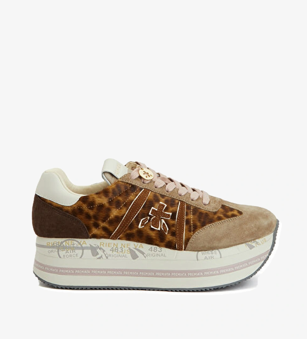 Beth Leopar Desenli Kadın Deri Sneaker - Görsel 1