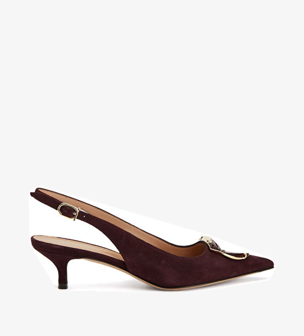 Ferragamo Bordo Deri Topuklu Ayakkabı model görseli