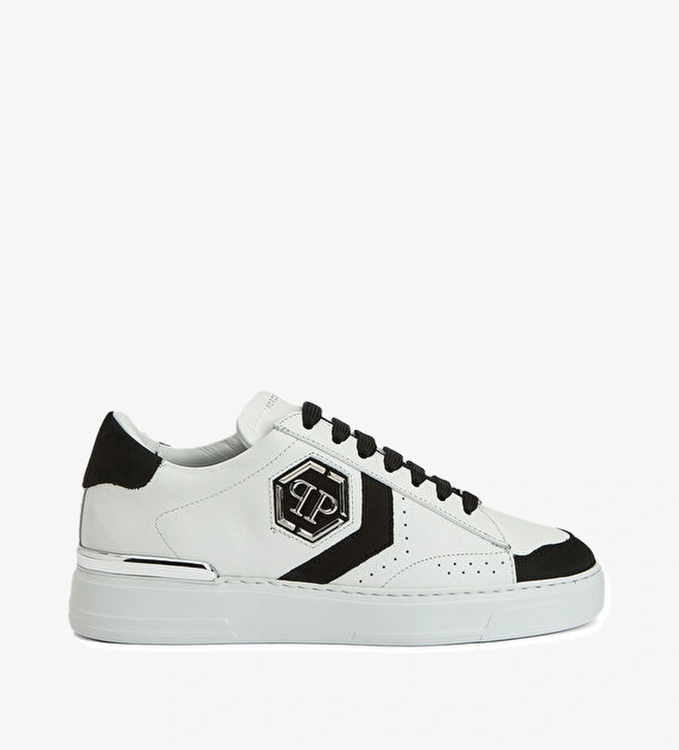Philipp Plein Beyaz Siyah Erkek Deri Sneaker model görseli