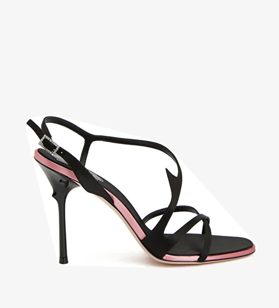 Epine Siyah Kadın Saten Sandalet - Görsel 1