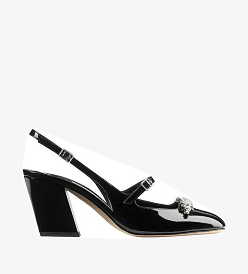 Jimmy Choo Belinda Siyah Deri Topuklu Ayakkabı model görseli